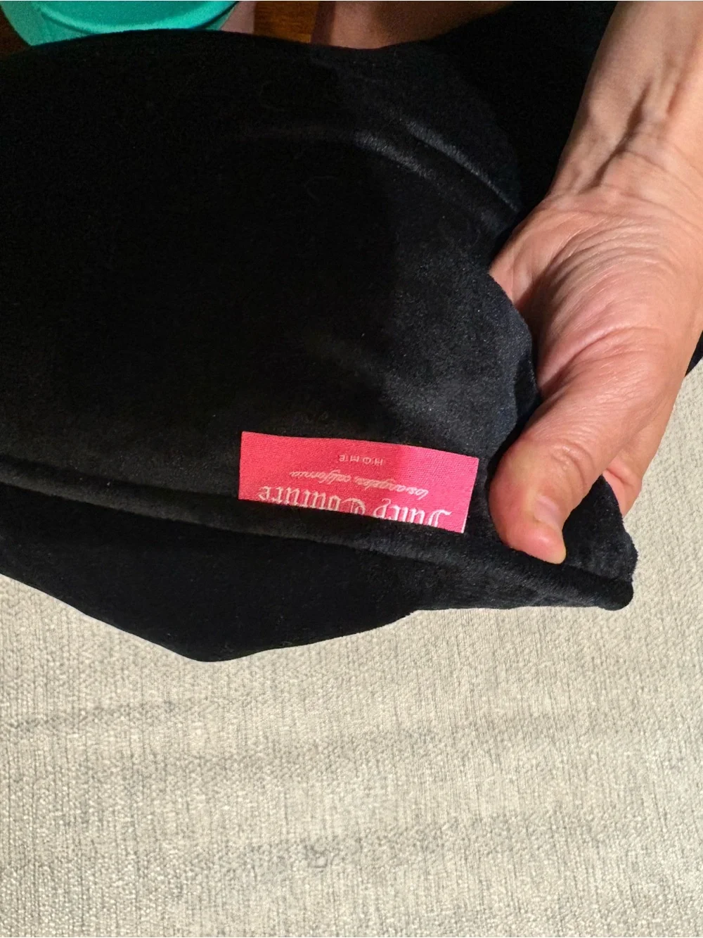Juicy Couture Black Velvet Rhinestone 'Juicy' Lumbar Pillow